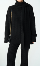Load image into Gallery viewer, Black Knit Set With Scarf - thestyleloftlb
