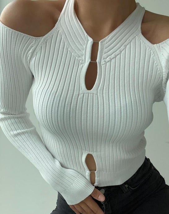 White Ribbed Top